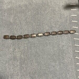 Vintage 1940s Forget-Me-Not Bracelet Sterling Silver Floral Engraved Links